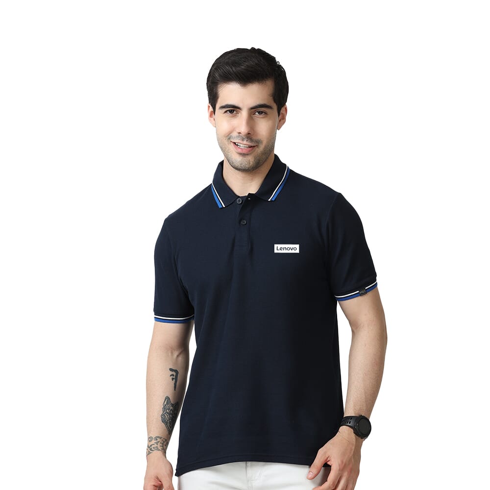 Marks & Spencer Polo T-shirt -Navy Blue With Royal Blue and White Tipping